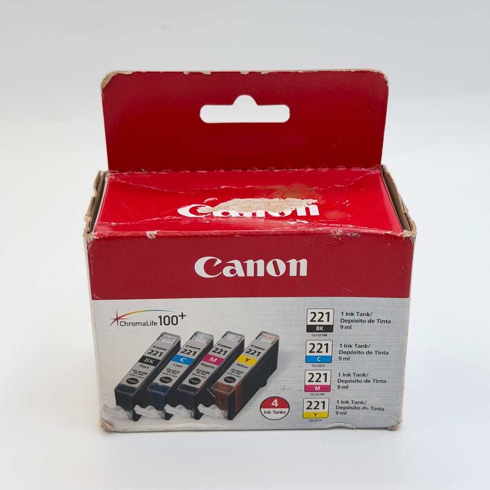 Canon CLI-221 Ink Tank 4-Pack Black Cyan Magenta Yellow for PIXMA‎ MP620 MX860